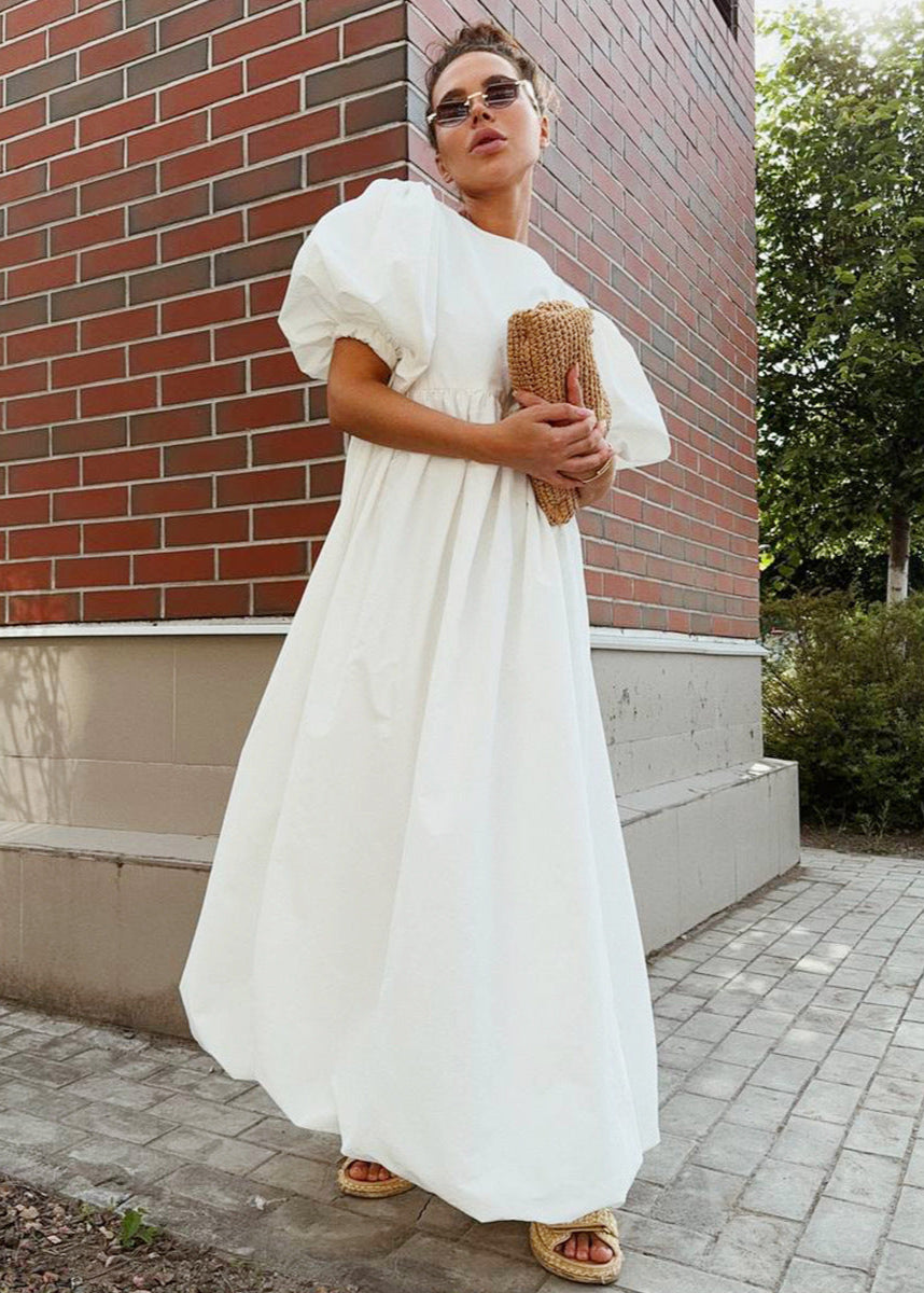Robe Maxi à Manches Bouffantes – Volume Sans Effort