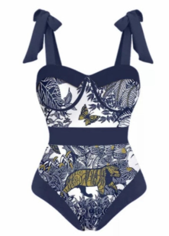 Wild Elegance Bedrukt Eendelig Badpak & Wikkelrok Set