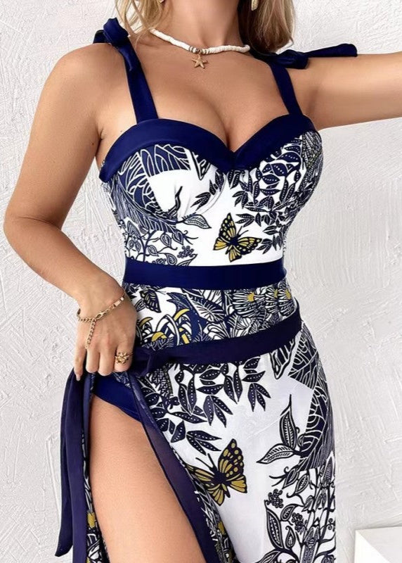 Wild Elegance Bedrukt Eendelig Badpak & Wikkelrok Set