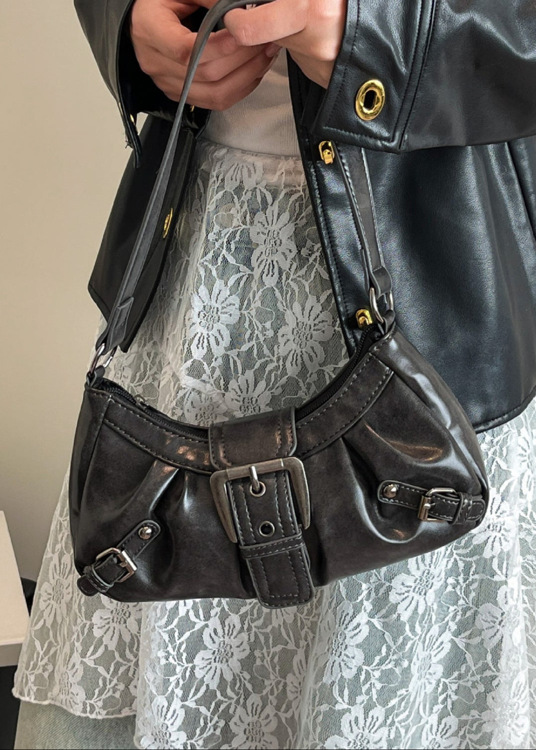 Marlette - Sac à bandoulière vintage avec boucle en marron café