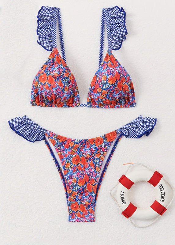 Mediterranean Bloom - Maillot de bain une pièce avec bretelles à volants