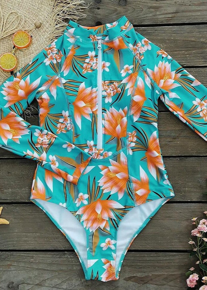 Tropical Surf - Badpak met Lange Mouwen en Ritssluiting aan de Voorkant