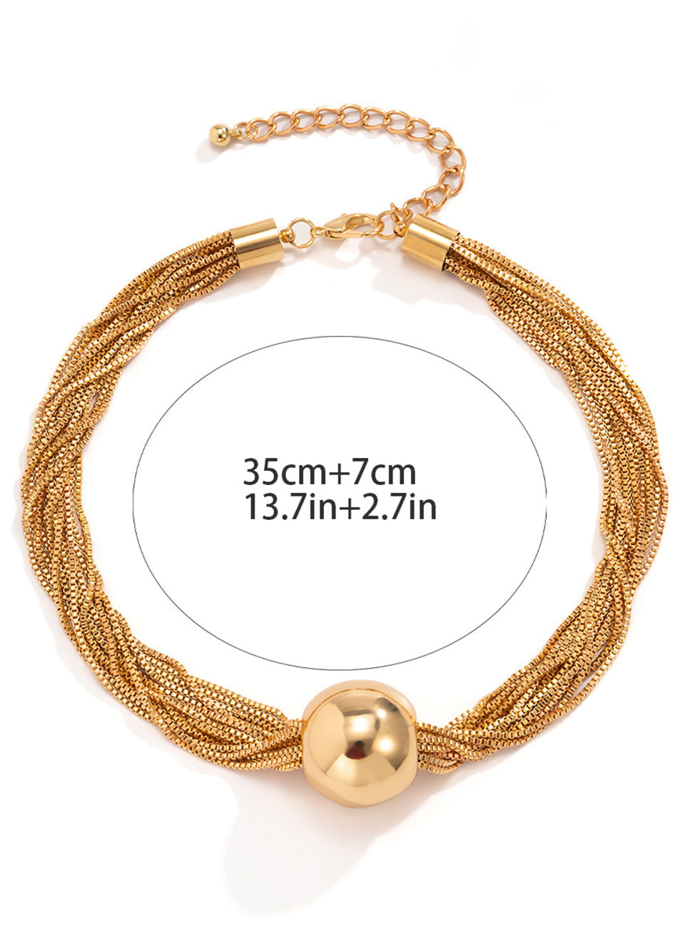 Punkstijl meerlaagse ketting met kogelketting