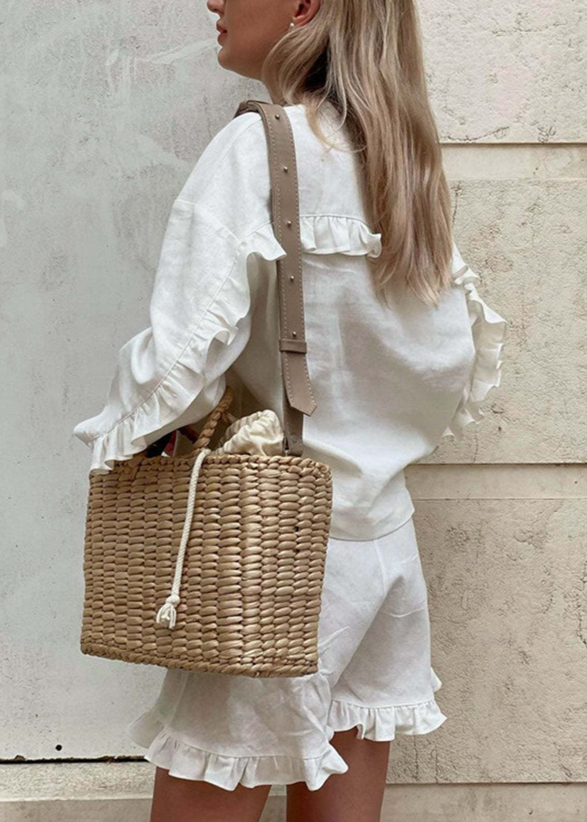 Linen Grace - Ensemble en coton-lin à volants en deux pièces