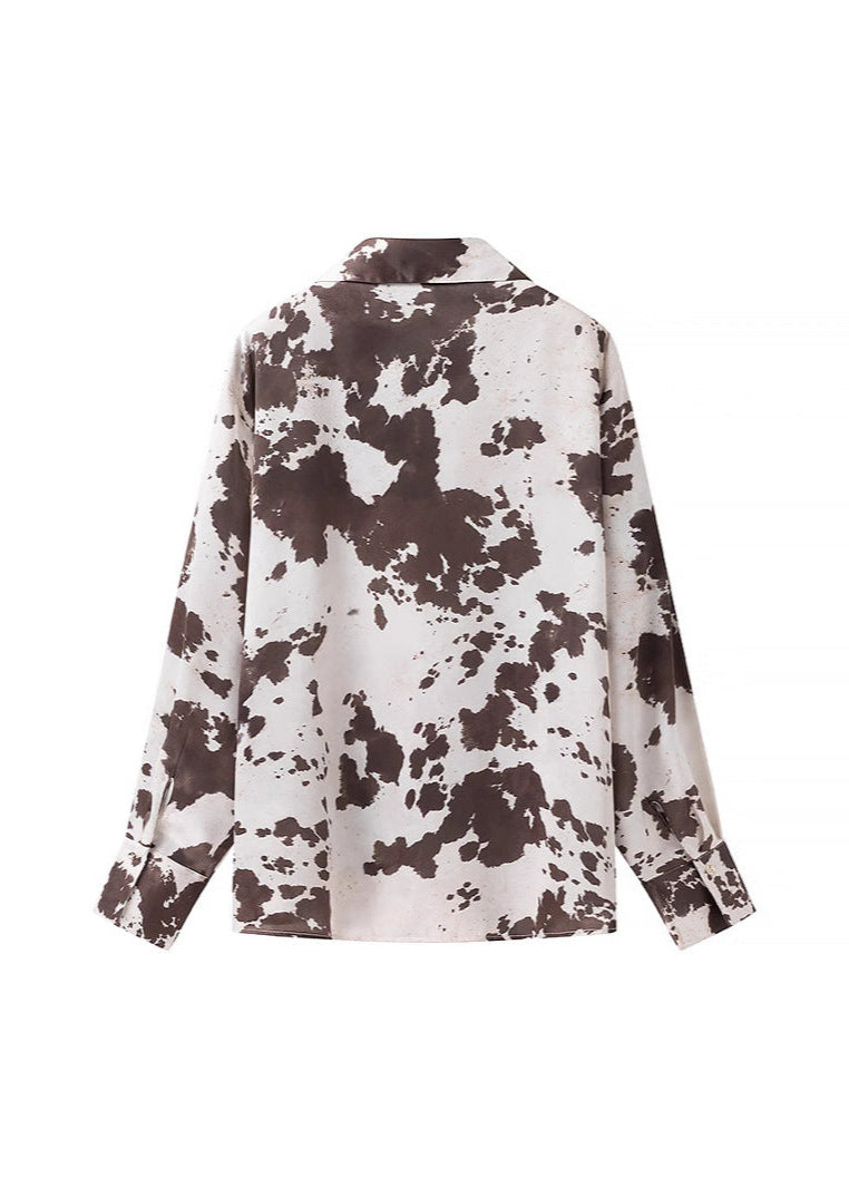 Wild Mesa - Chemise à boutons imprimé vache satinée