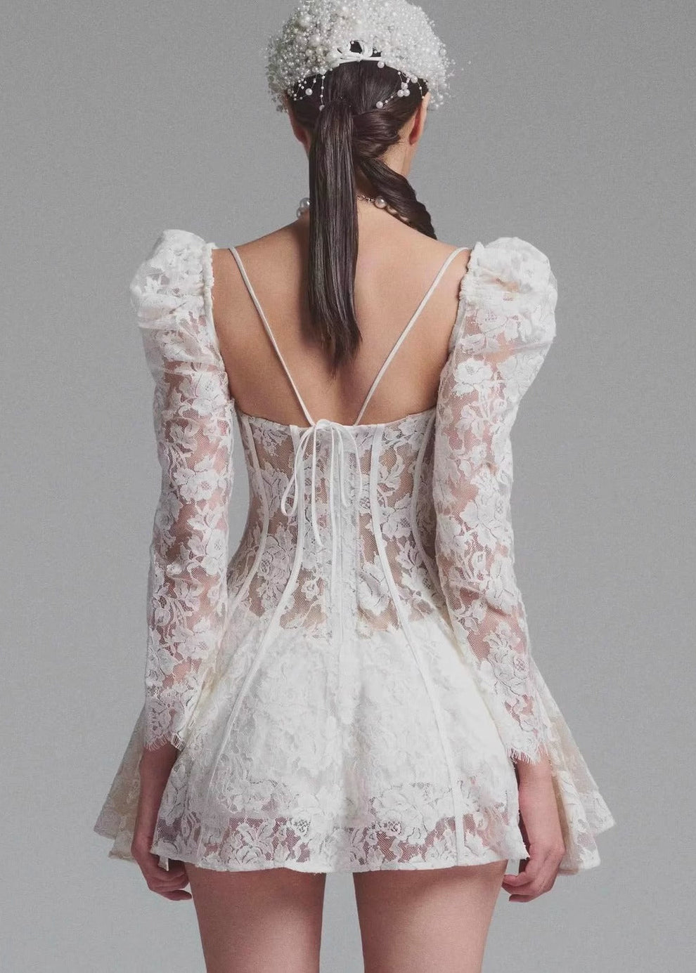 Juliette - Sheer Lace Corset Mini Dress