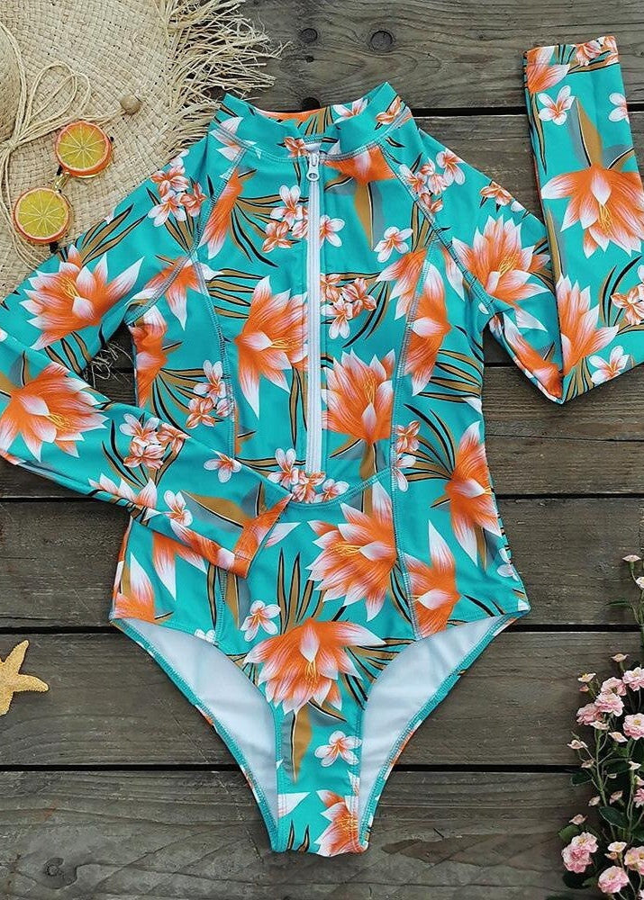 Tropical Surf - Badpak met Lange Mouwen en Ritssluiting aan de Voorkant