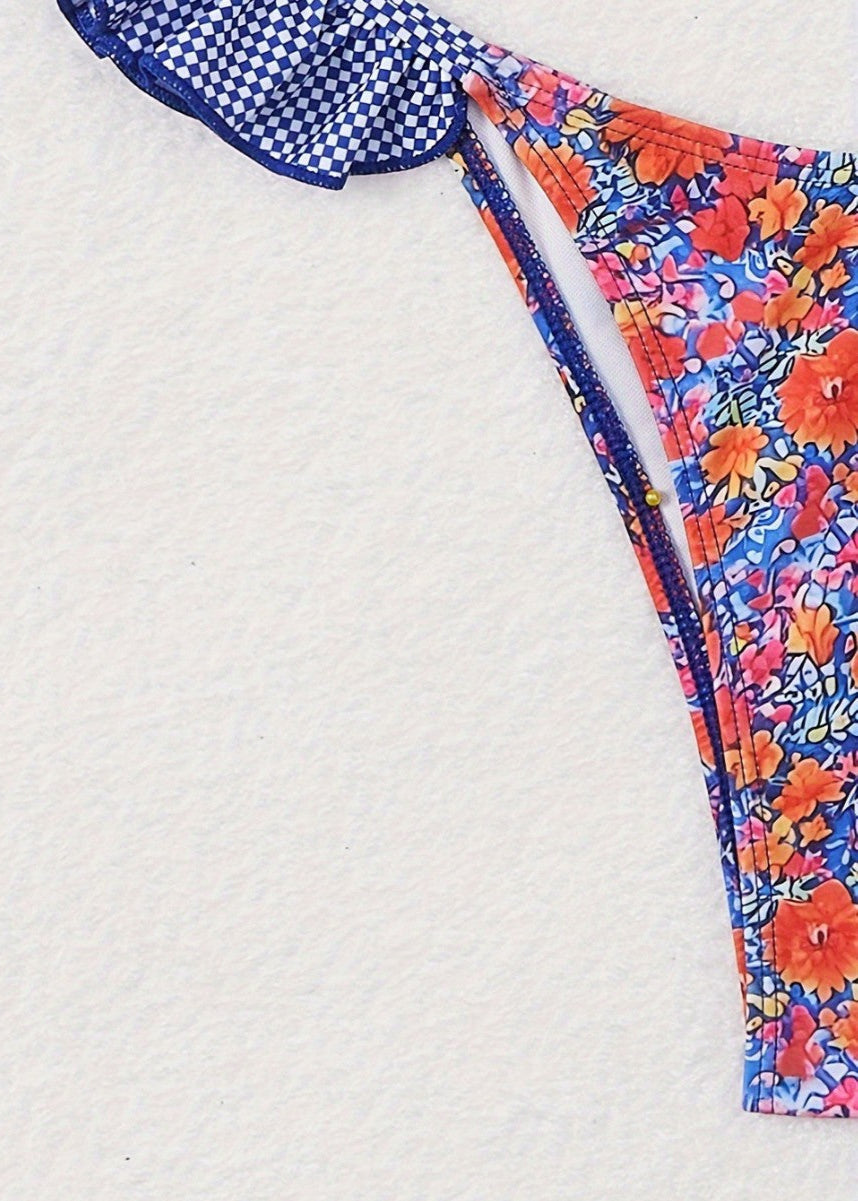 Mediterranean Bloom - Maillot de bain une pièce avec bretelles à volants