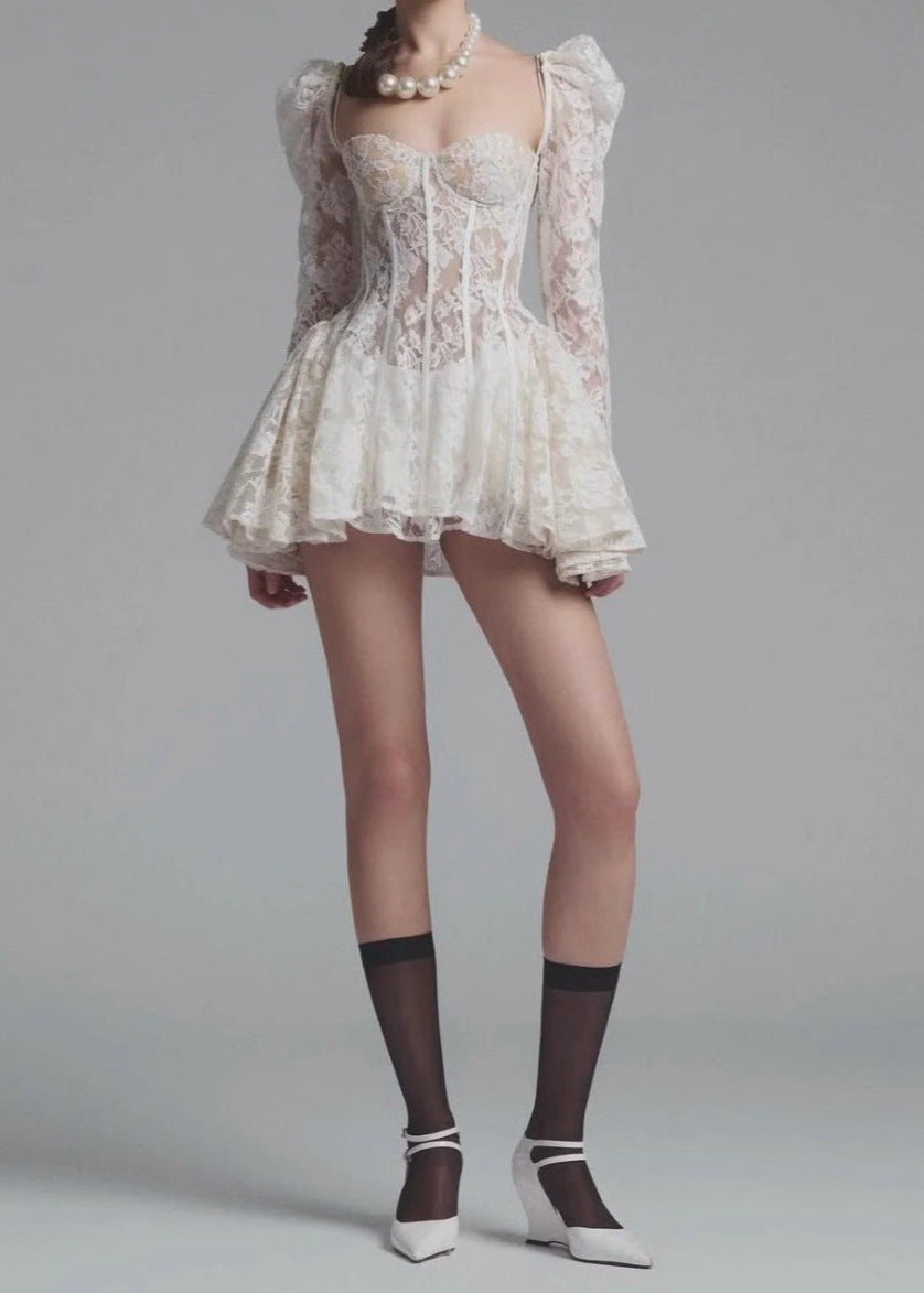 Juliette - Sheer Lace Corset Mini Dress