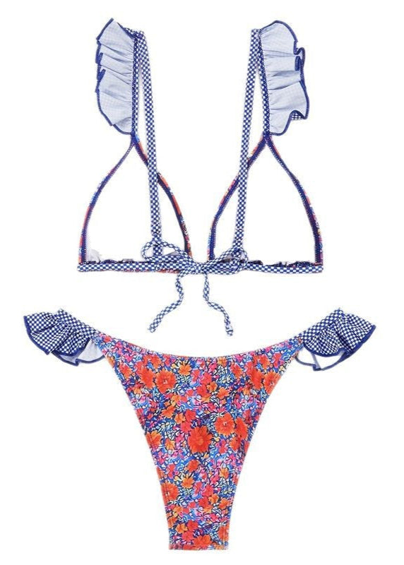 Mediterranean Bloom - Maillot de bain une pièce avec bretelles à volants
