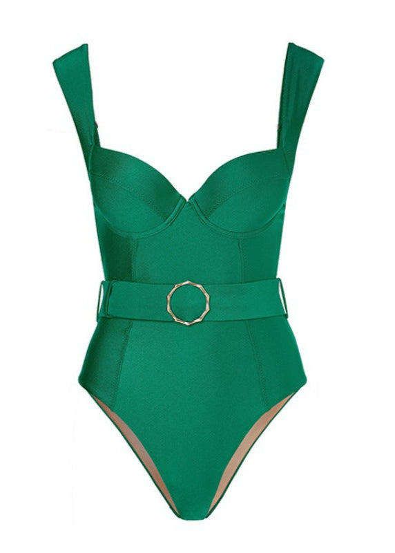 Emerald Shape - Costume intero strutturato con cintura e sarong