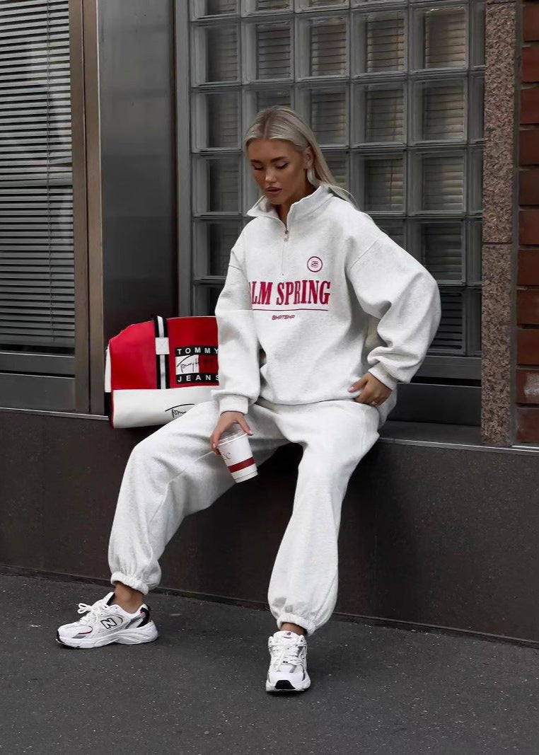 Ensemble de sweat à zip avec imprimé lettre - Ambiance Palm Springs