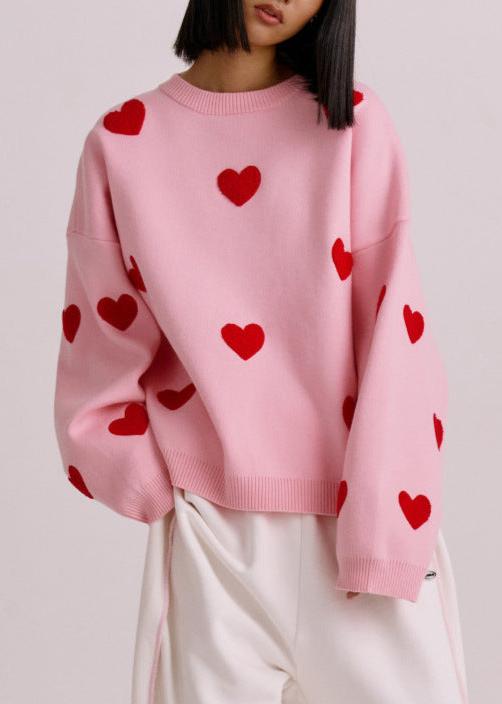 Pull Cœur Brodé d'Amour - Tricot Femme Douillet