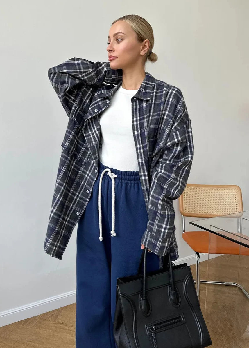 Geruite Oversized Lange Mouwen Shirt – Moeiteloze Dagelijkse Stijl