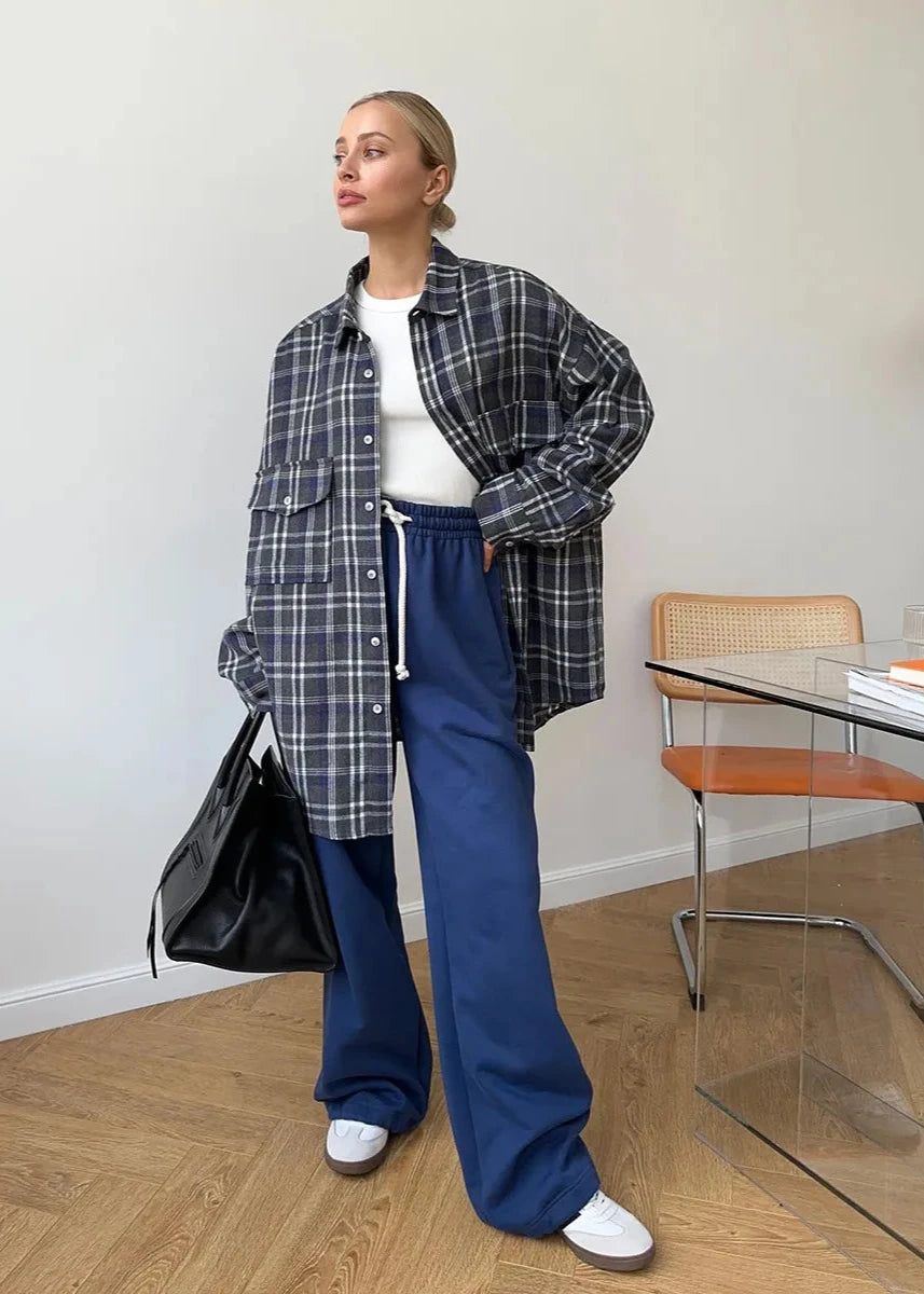 Geruite Oversized Lange Mouwen Shirt – Moeiteloze Dagelijkse Stijl