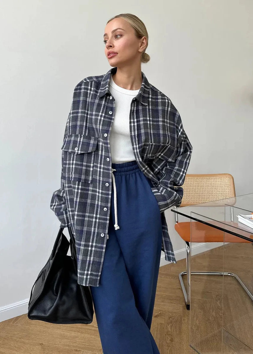 Geruite Oversized Lange Mouwen Shirt – Moeiteloze Dagelijkse Stijl