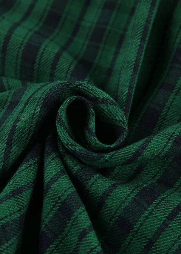 Chemise à carreaux verts rétro surdimensionnée – Chic sans effort