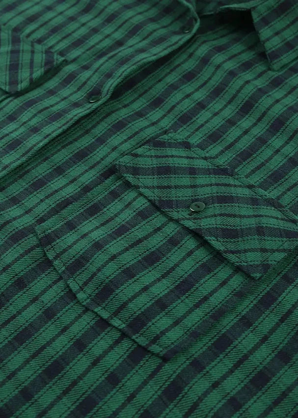 Chemise à carreaux verts rétro surdimensionnée – Chic sans effort