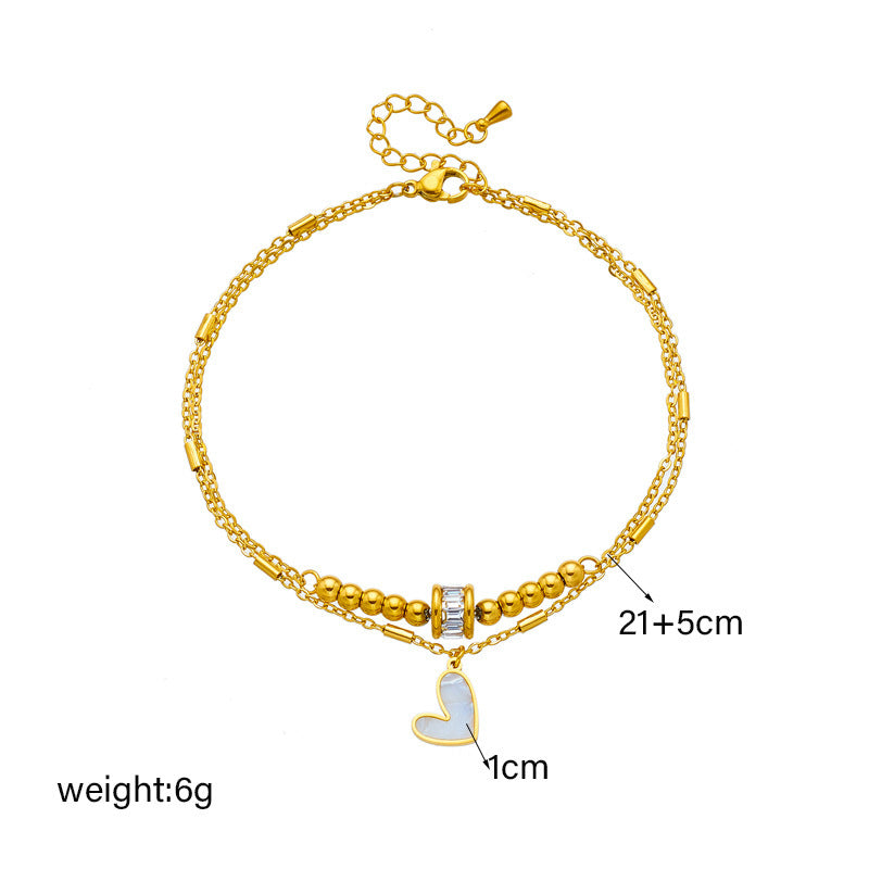 Gouden Charm Hart Armband - Dubbele Laag Ketting