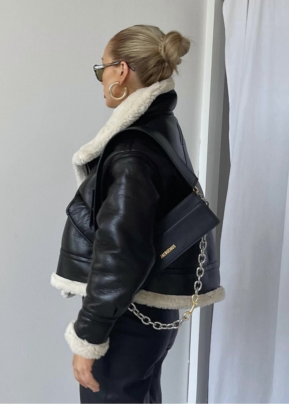Veste en simili cuir doublée en shearling - Style audacieux rencontre confort douillet
