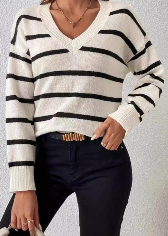 Pull V-Neck Rayé Classique