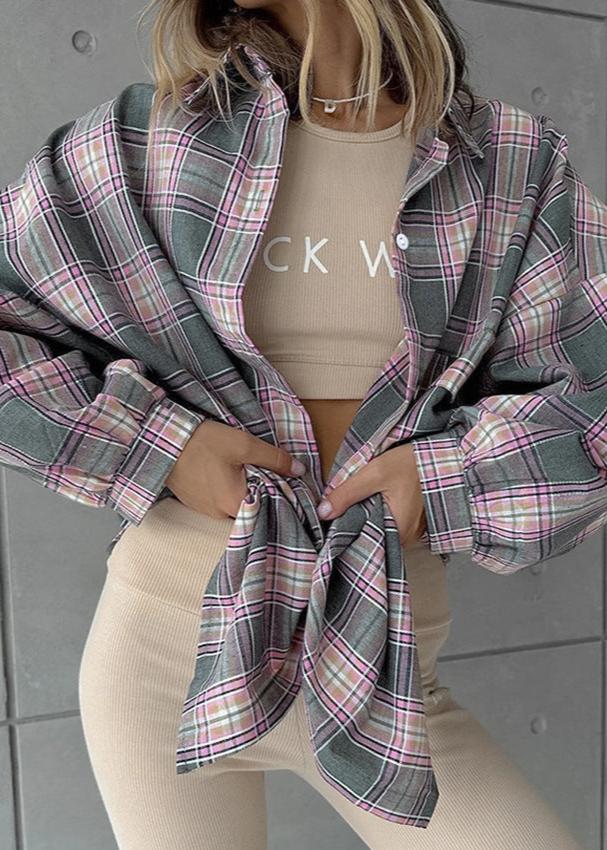 Chemise à carreaux en coton doux pour femmes – Décontractée et colorée