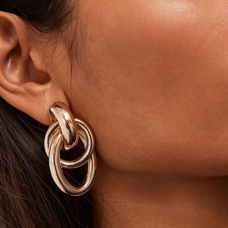 Boucles d'oreilles Aven Double Link en or