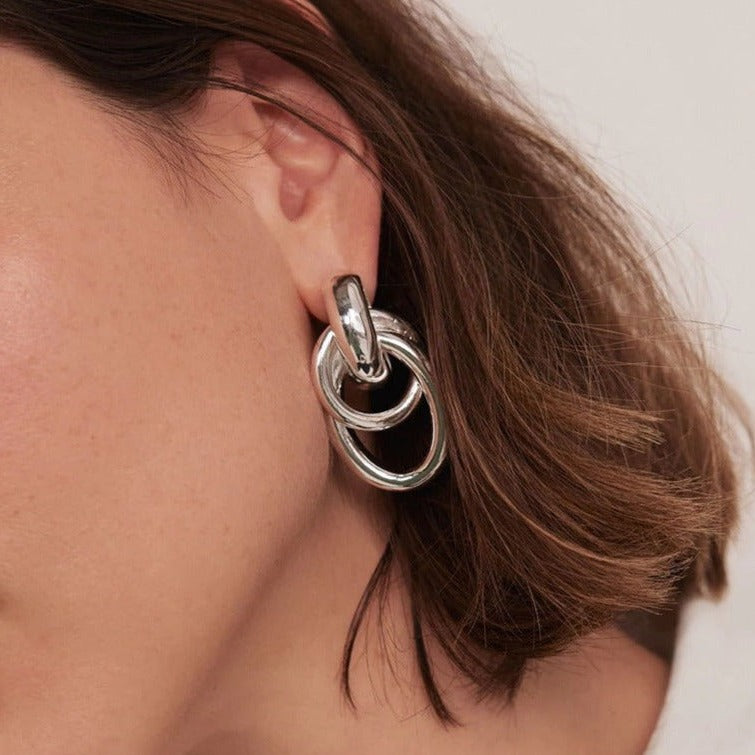 Boucles d'oreilles Aven Double Link en or