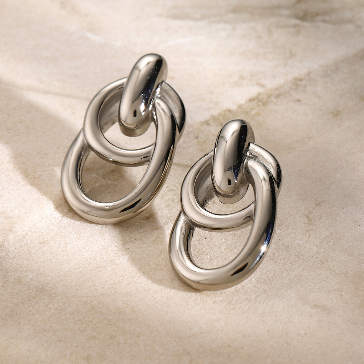 Boucles d'oreilles Aven Double Link en or