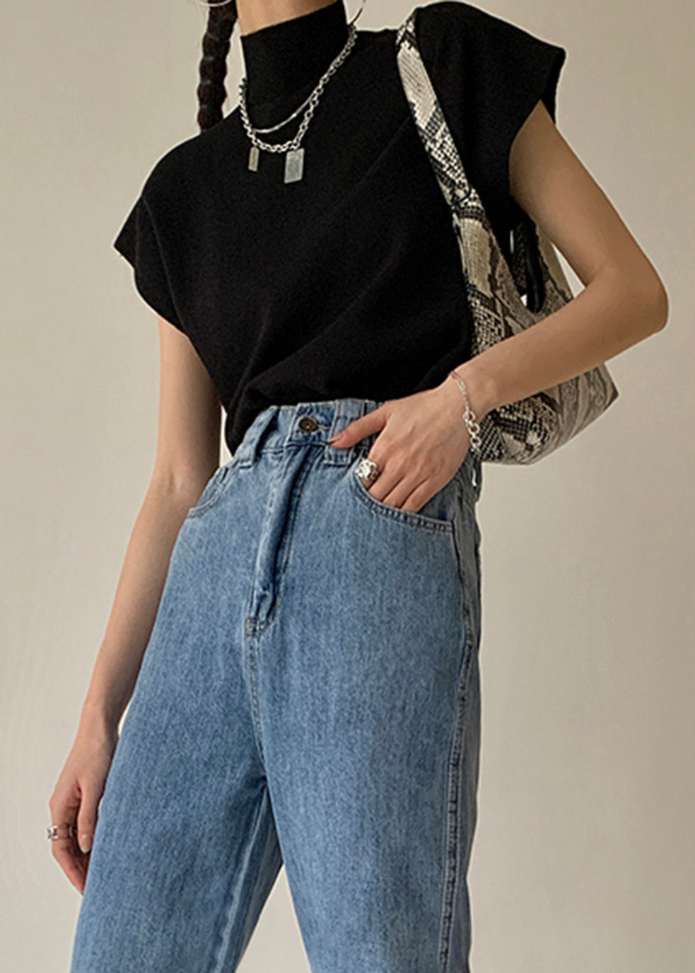 Ontspannen effen trui-sweatervest
