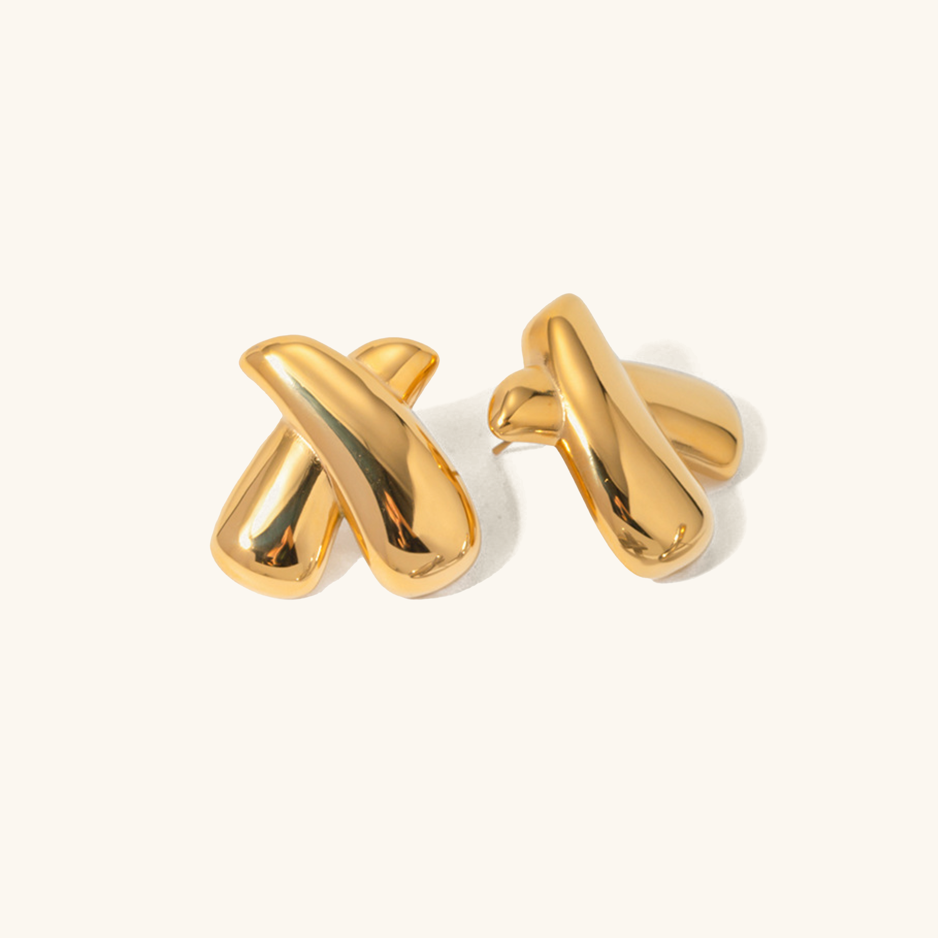Dikke Kruislaag Oorbellen - Goud & Zilver