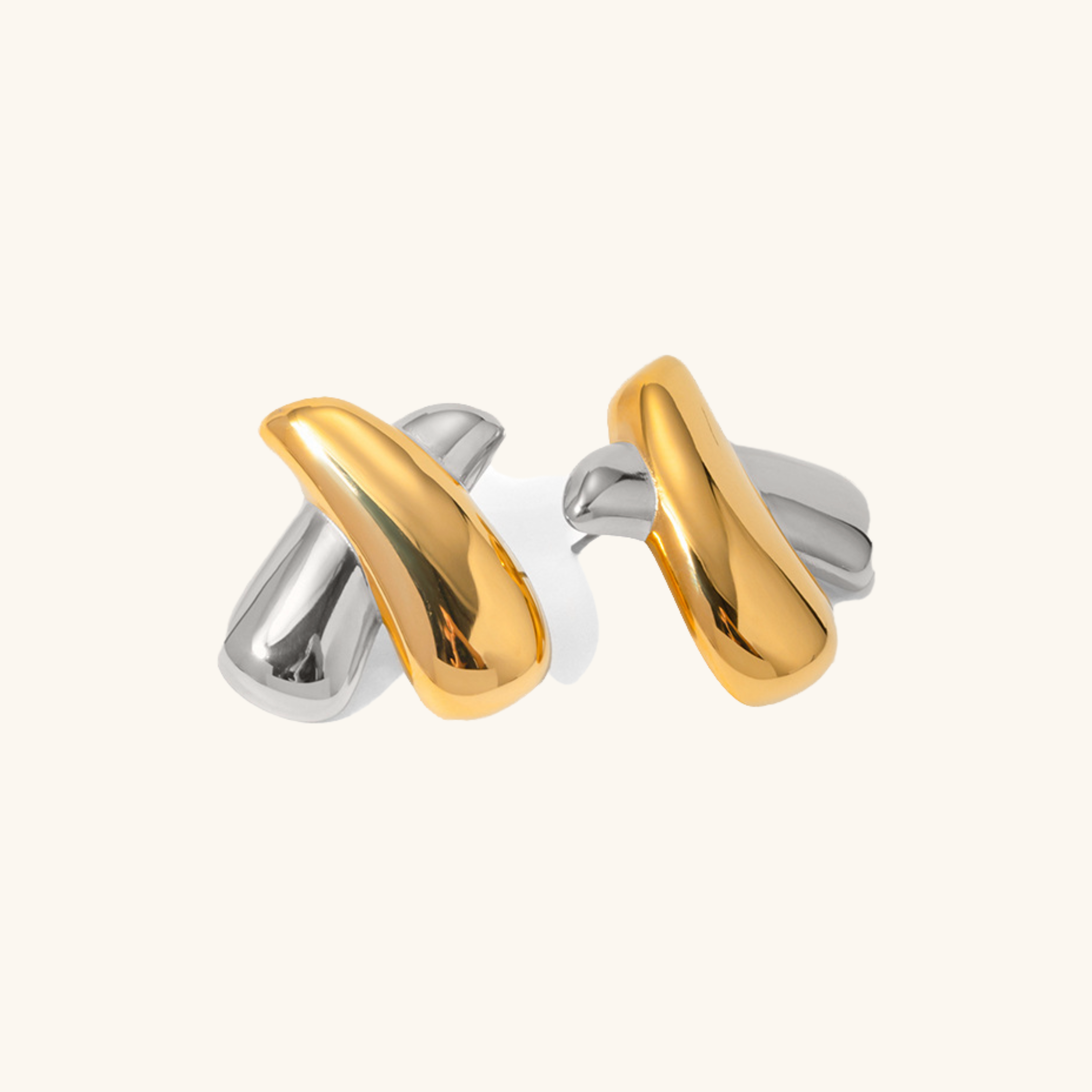 Dikke Kruislaag Oorbellen - Goud & Zilver