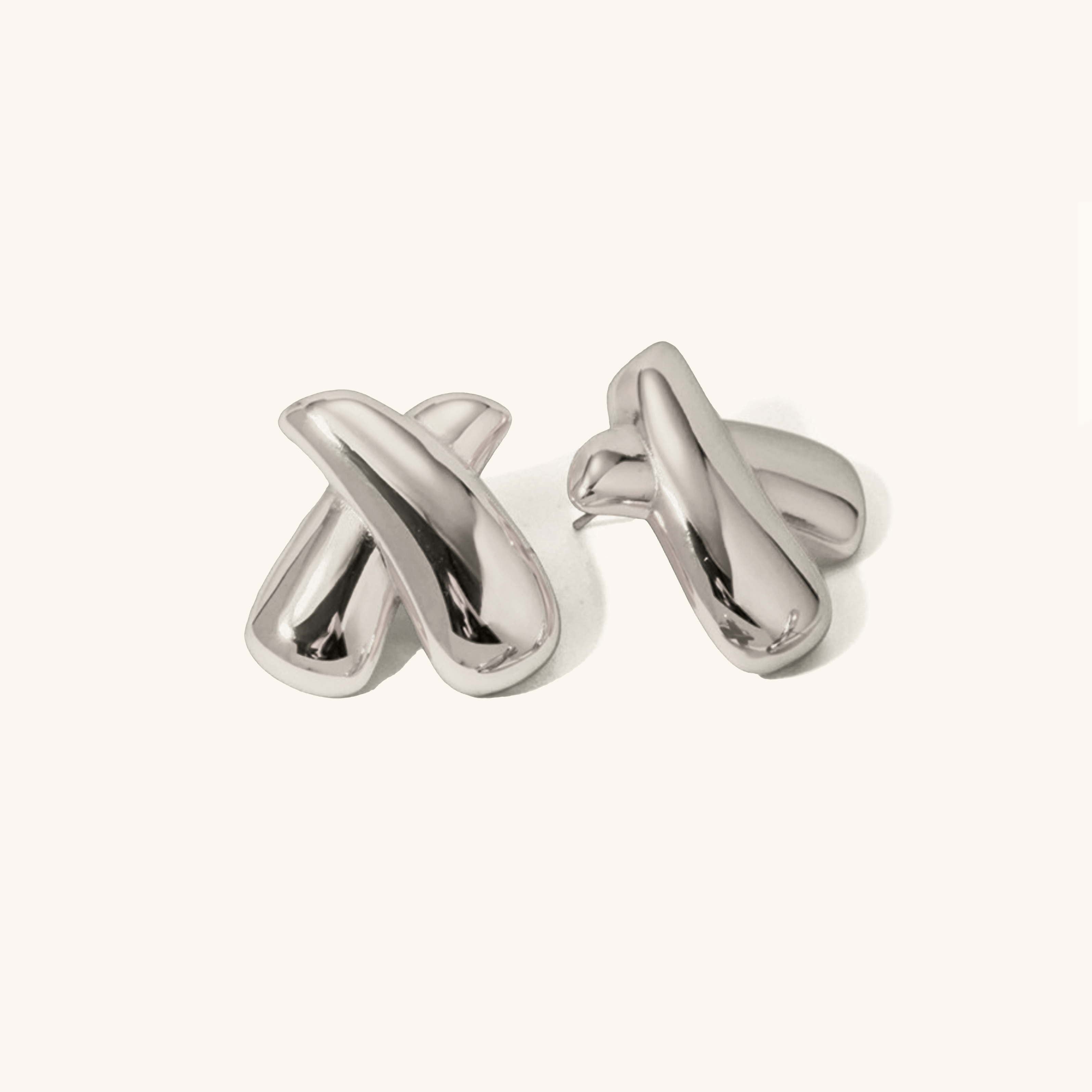 Dikke Kruislaag Oorbellen - Goud & Zilver