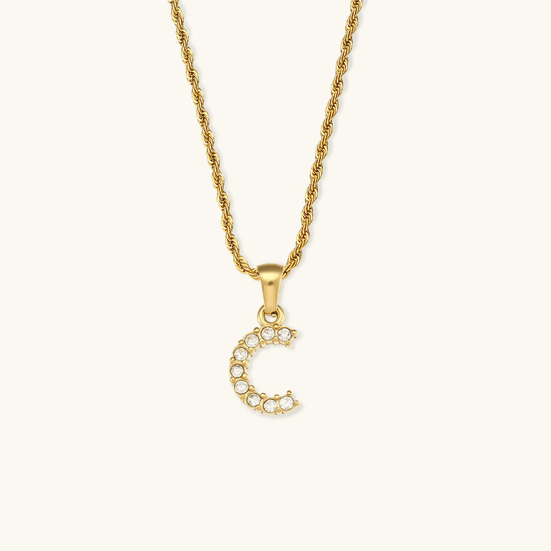 Collar Inicial Celeste con Diamante