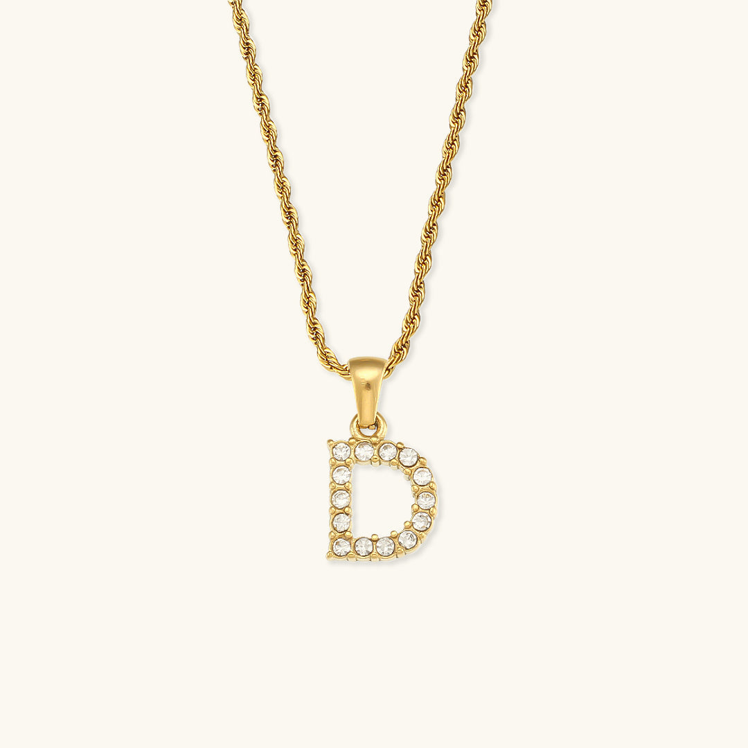 Collar Inicial Celeste con Diamante