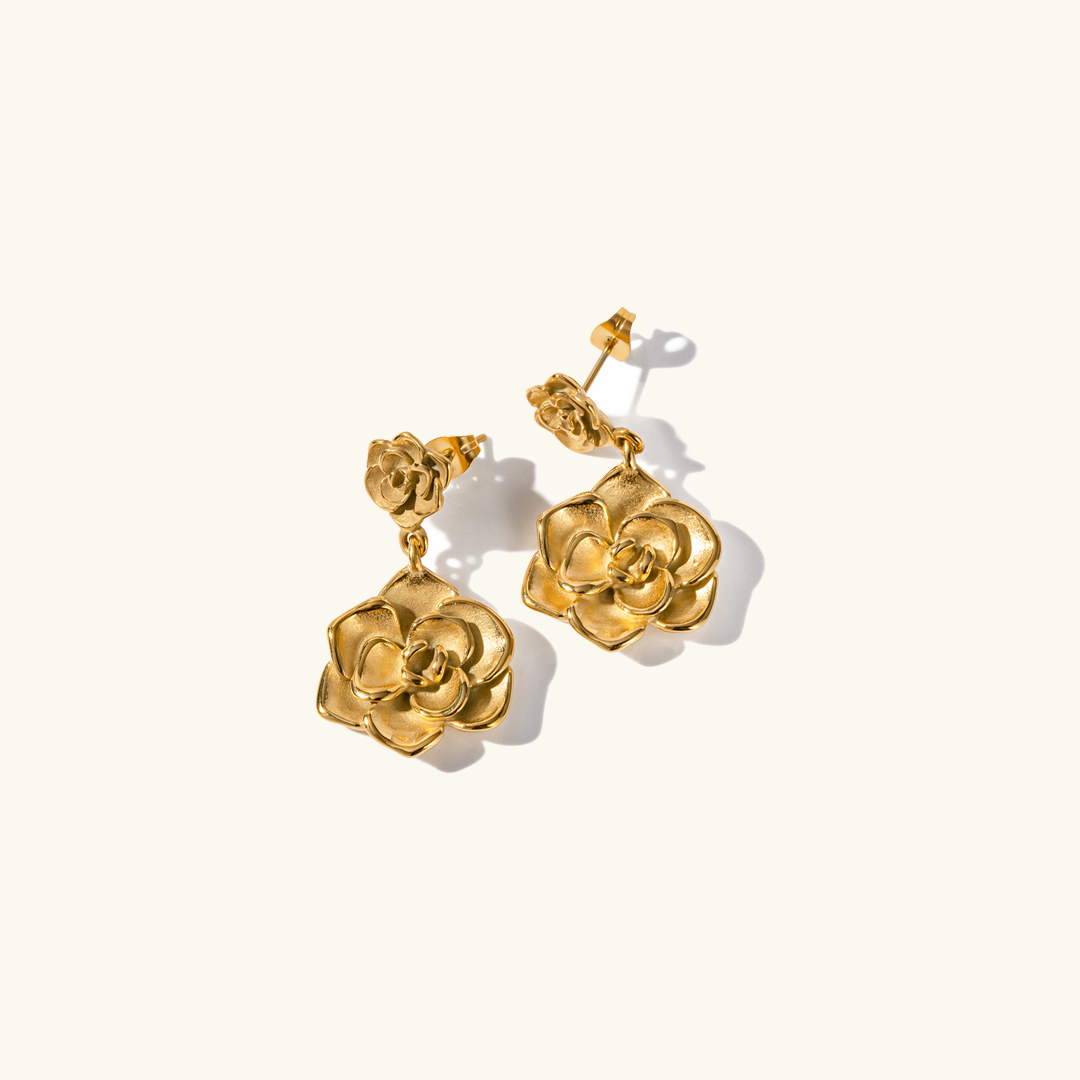 Fleur Gouden Dangle Oorbellen