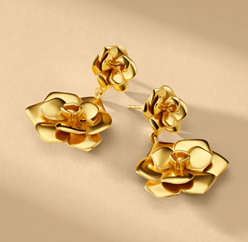 Fleur Gouden Dangle Oorbellen