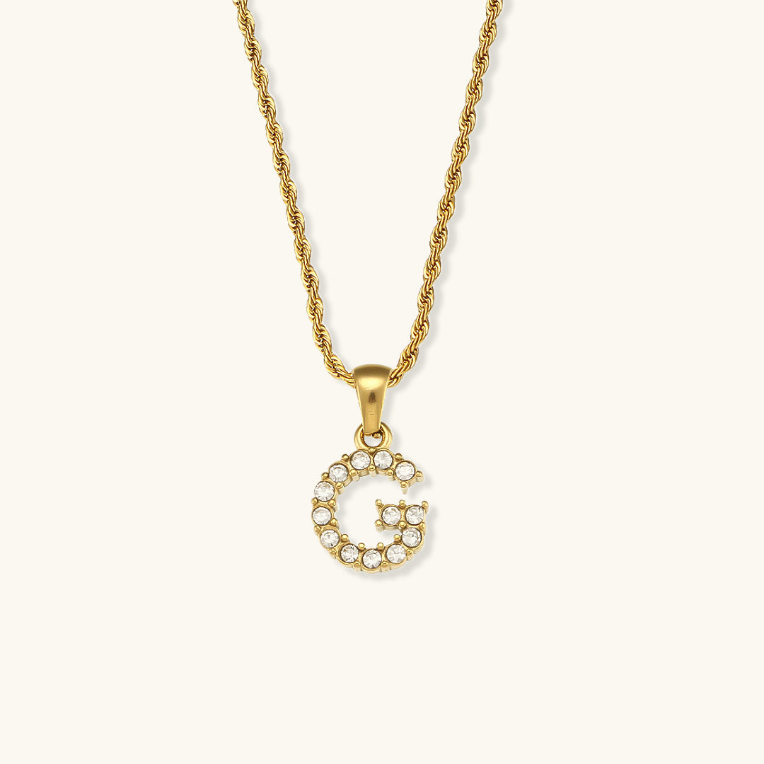 Collar Inicial Celeste con Diamante
