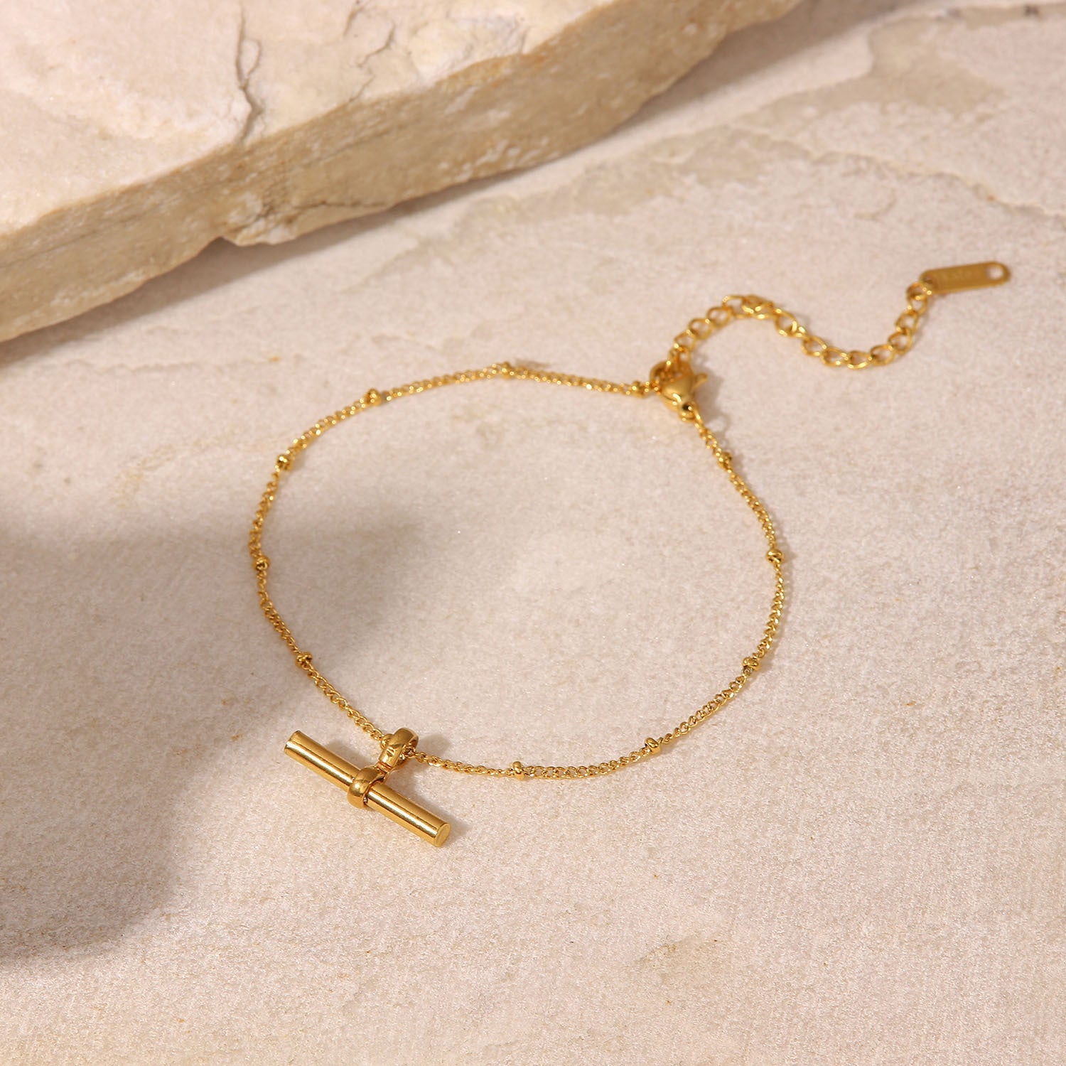 Gouden Bar Charm Enkelband