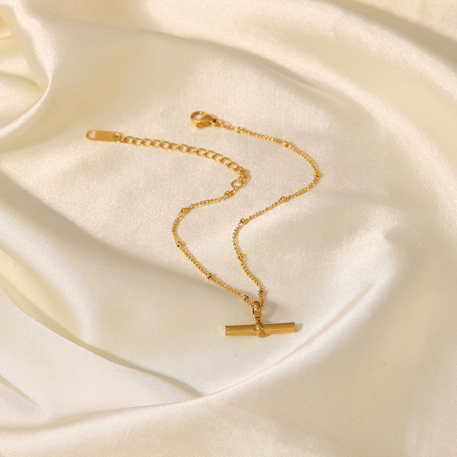 Gouden Bar Charm Enkelband