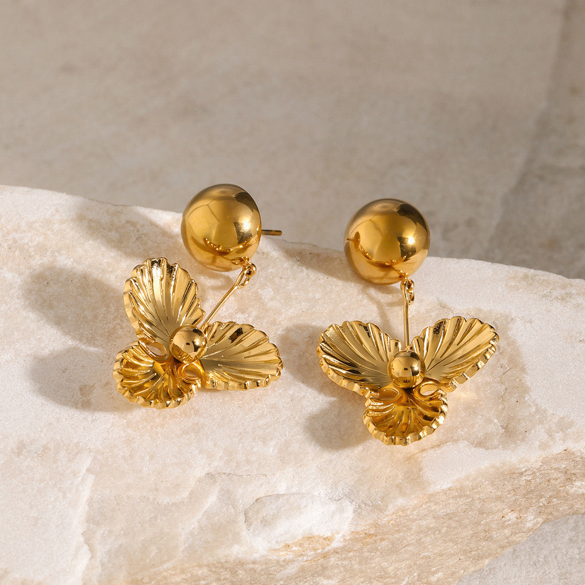 Gouden Viooltjes Dangle Oorbellen