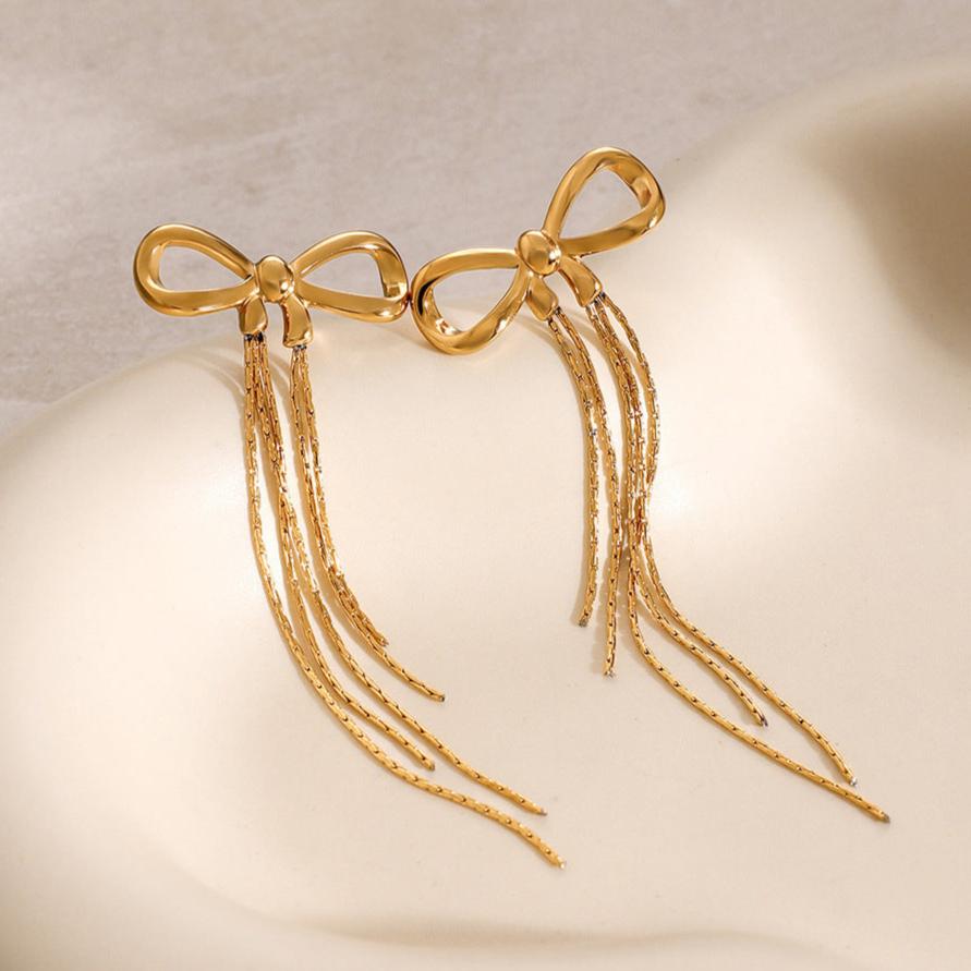 Elegante Gouden Boog Dangle Oorbellen
