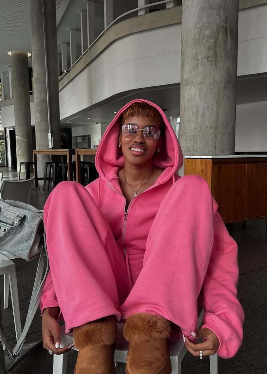 Zariah - Cropped Zip Hoodie and Wide Leg Pants Set