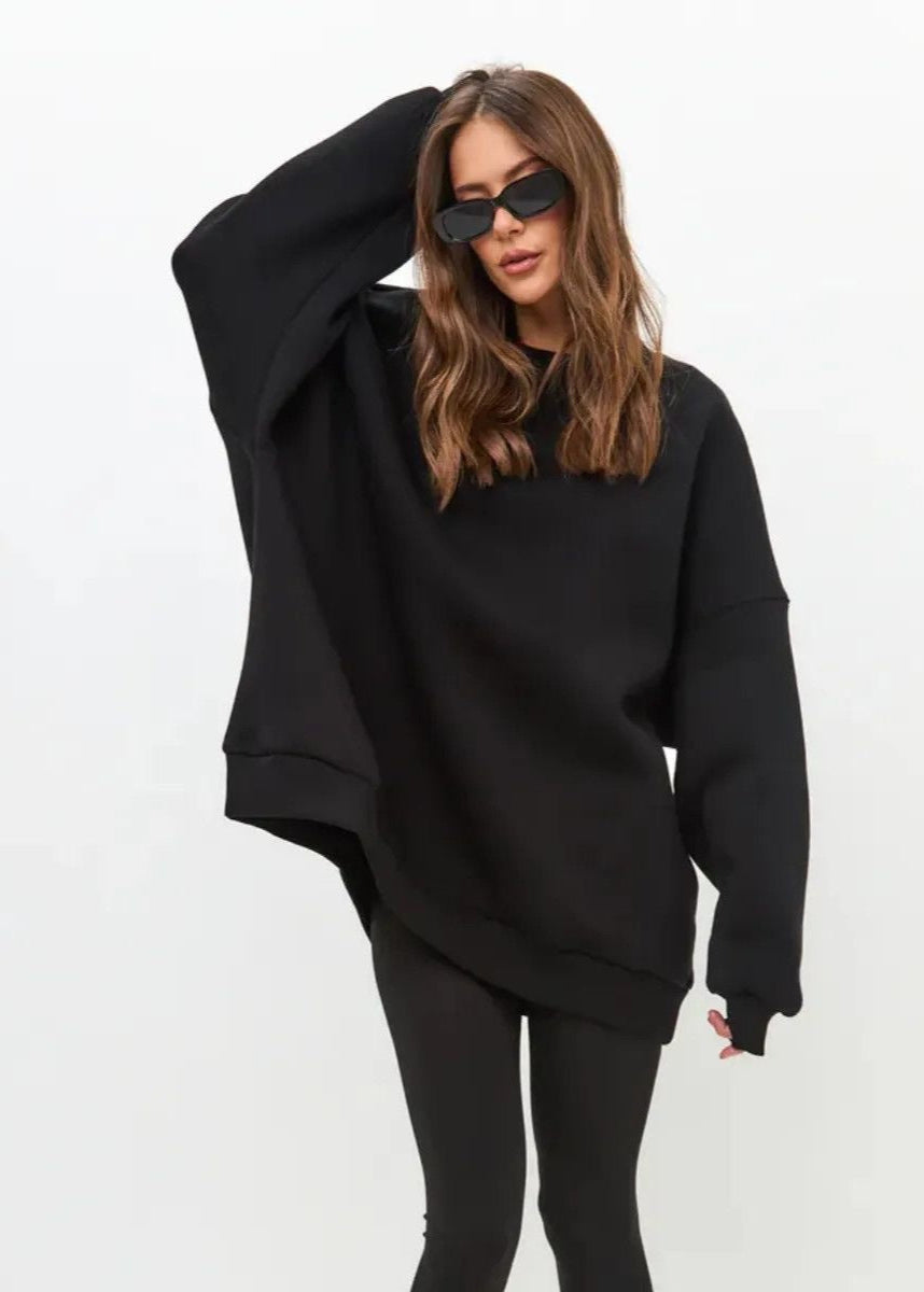 Oversized Pink Cotton Sweatshirt – Relaxed Fit, Long Sleeve Pullover