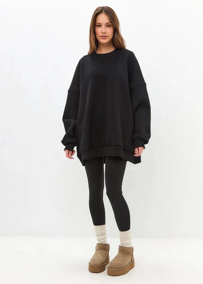 Oversized Pink Cotton Sweatshirt – Relaxed Fit, Long Sleeve Pullover