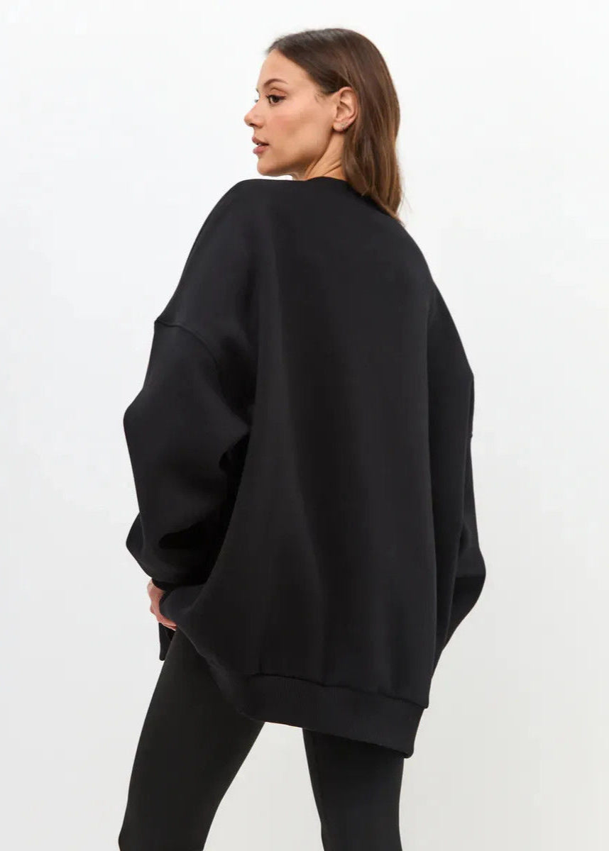 Oversized Pink Cotton Sweatshirt – Relaxed Fit, Long Sleeve Pullover