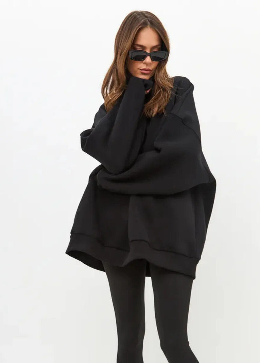 Oversized Pink Cotton Sweatshirt – Relaxed Fit, Long Sleeve Pullover