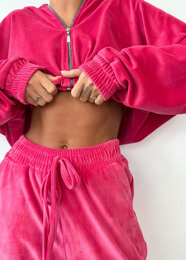 Mint Velour Zip Hoodie and Jogger Set – Relaxed Two-Piece Women’s Outfit