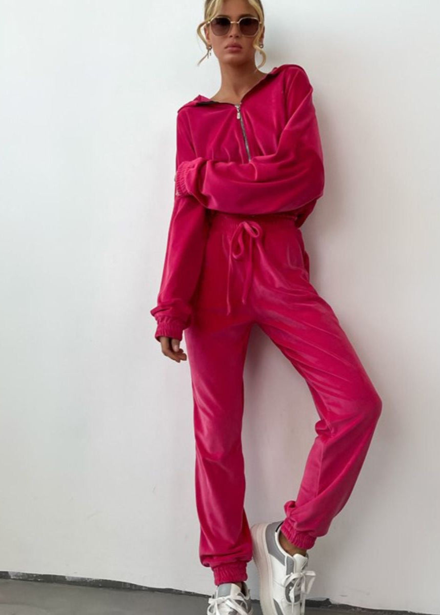 Mint Velour Zip Hoodie and Jogger Set – Relaxed Two-Piece Women’s Outfit