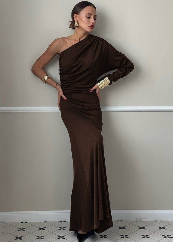 Marceline – One-Shoulder Draped Evening Gown